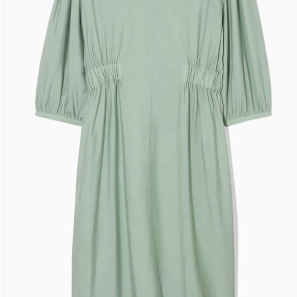 COS Voluminous V-Neck Light Green Midi Dress Size 6 – Lightweight Feminine - Picture 4 of 12